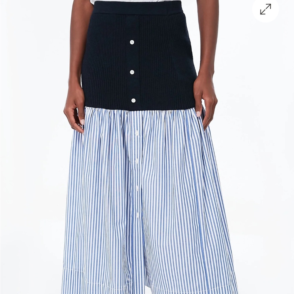 NWT STAUD Blue Stripe Miley Skirt
